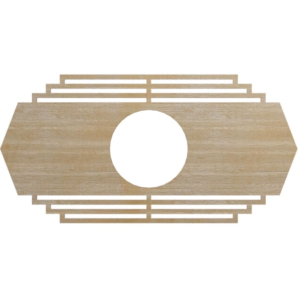 Ekena Millwork Chrysler Wood Fretwork Pierced Ceiling Medallion, Birch, 28"W x 14"H x 7 3/8"ID x 3/8"T CMWP28X14X0375CSBI - main